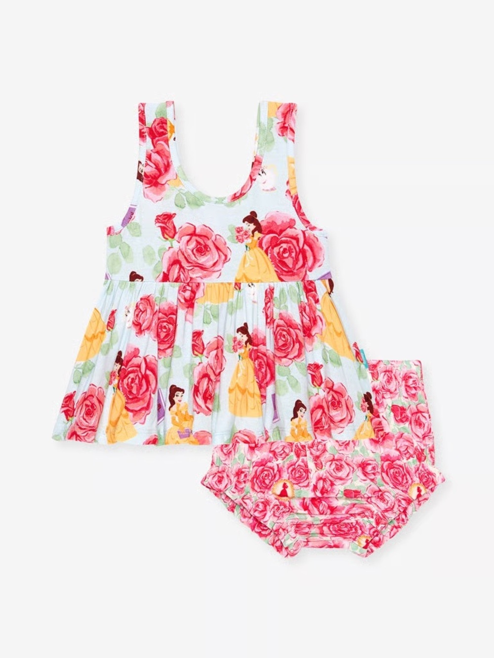 Posh Peanut Princess Belle Peplum top + Matching Bummie Set (PLAY!) 18-24 mo